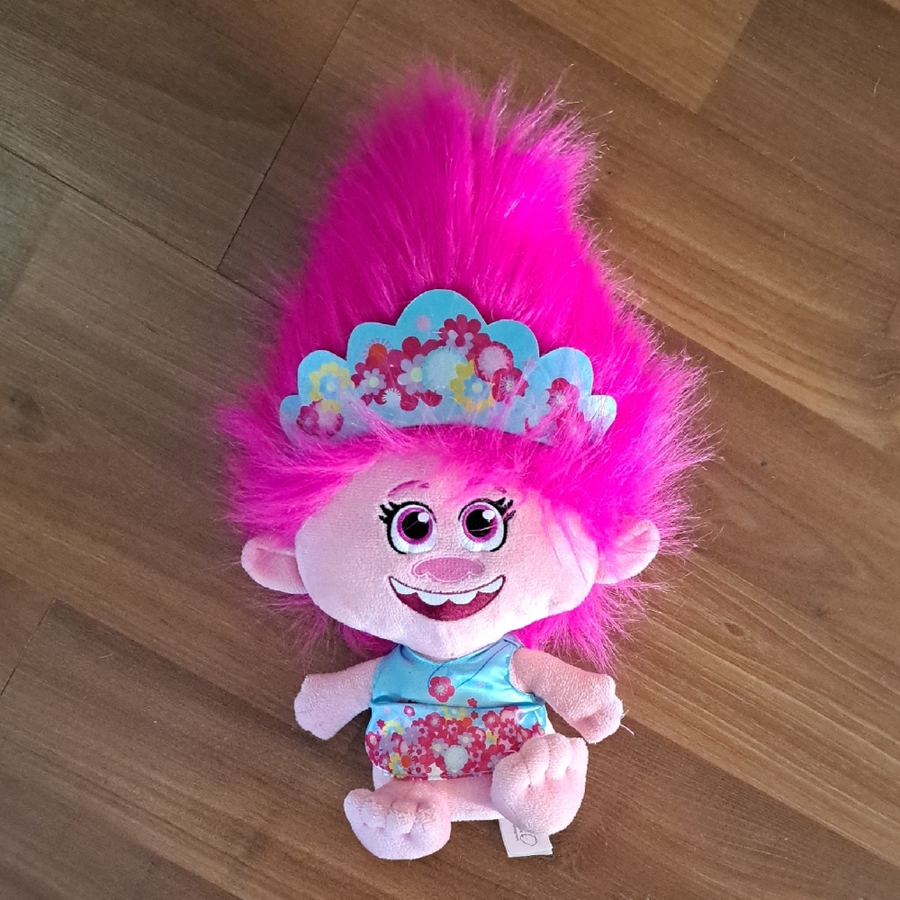 Dreamworks Poppy-  Troll Plush with Blue Floral Headband
